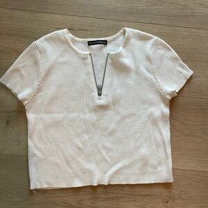 Brandy Melville Rare, Offwhite/Cream, quarter zip shirt, “one size” fits a XS-M